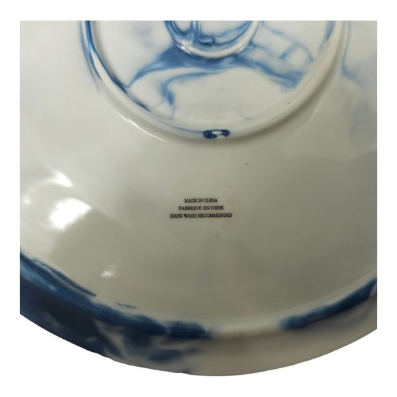 Anthropologie Strata 8 3/8" Salad Plate Gold Rim Blue Marble Design Ceramic - Picture 4 of 9